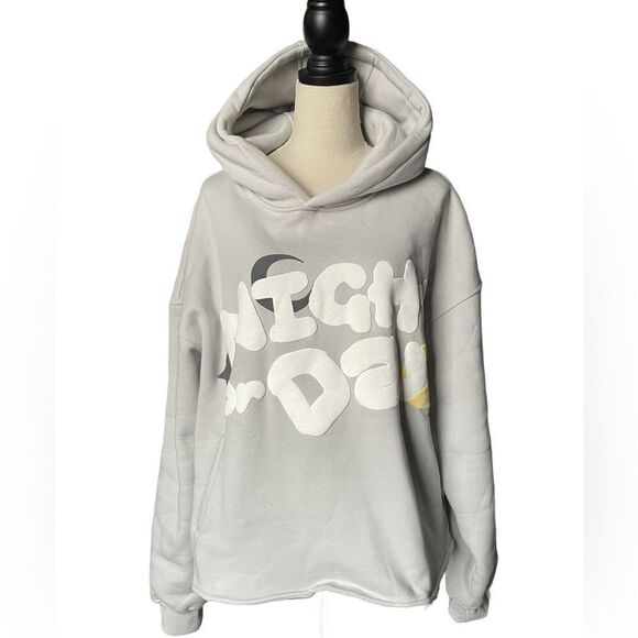 Night or Day Light Grey Pullover Chunky Fleece Lined Hoodie (Size: XL) - Picture 1 of 16